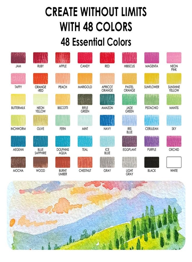 Grabie Mini Watercolor Set, 48 Colors with Brush, Paper Pad and Swatch Sheet, Travel Watercolors Painting Kit for Beginners - Image 3